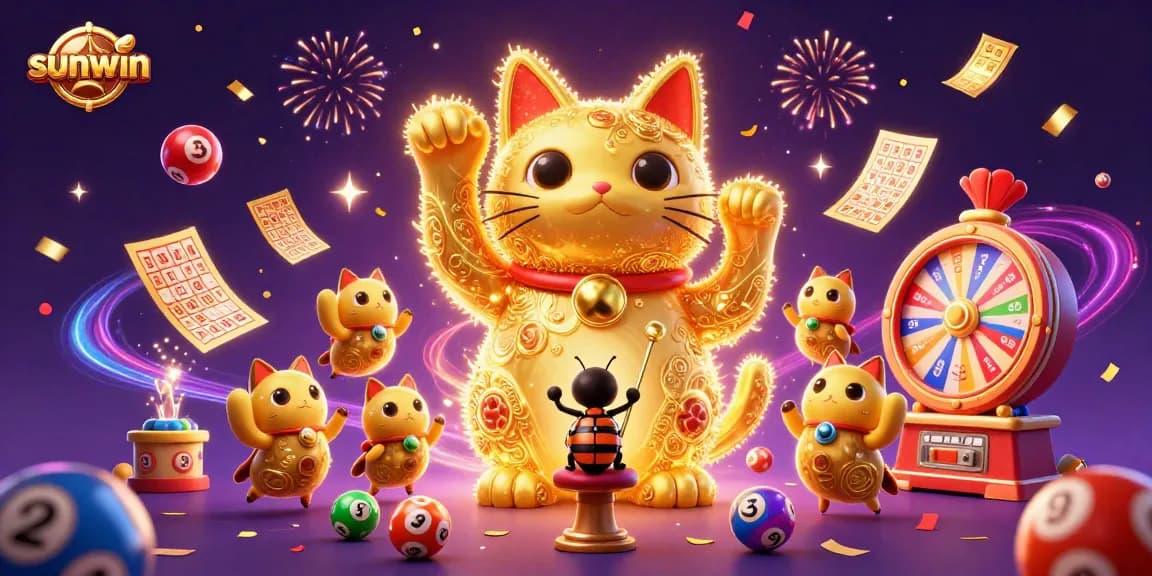 Experience gaming thrills with sunwin's dynamic lucky cat and vibrant casino symbols.