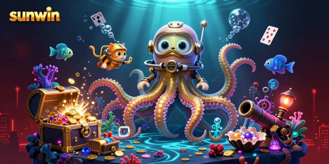 Engage in thrilling gaming adventures with sunwin's immersive underwater treasure scene.
