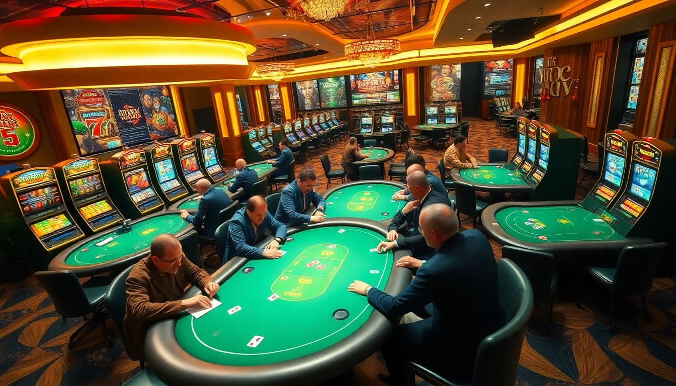 Experience the thrill of gambling at home Jl55 with vibrant casino gaming tables and slots.