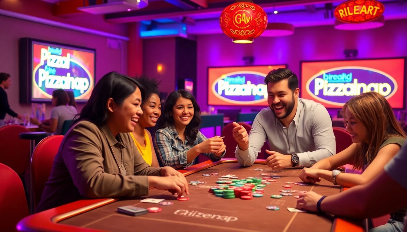 Pizzanap players immersed in an energetic game atmosphere, showcasing excitement and community