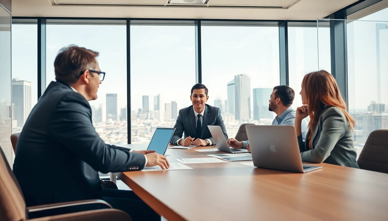 Headhunter IT berät Kunden in einem modernen Büroumfeld am Konferenztisch.