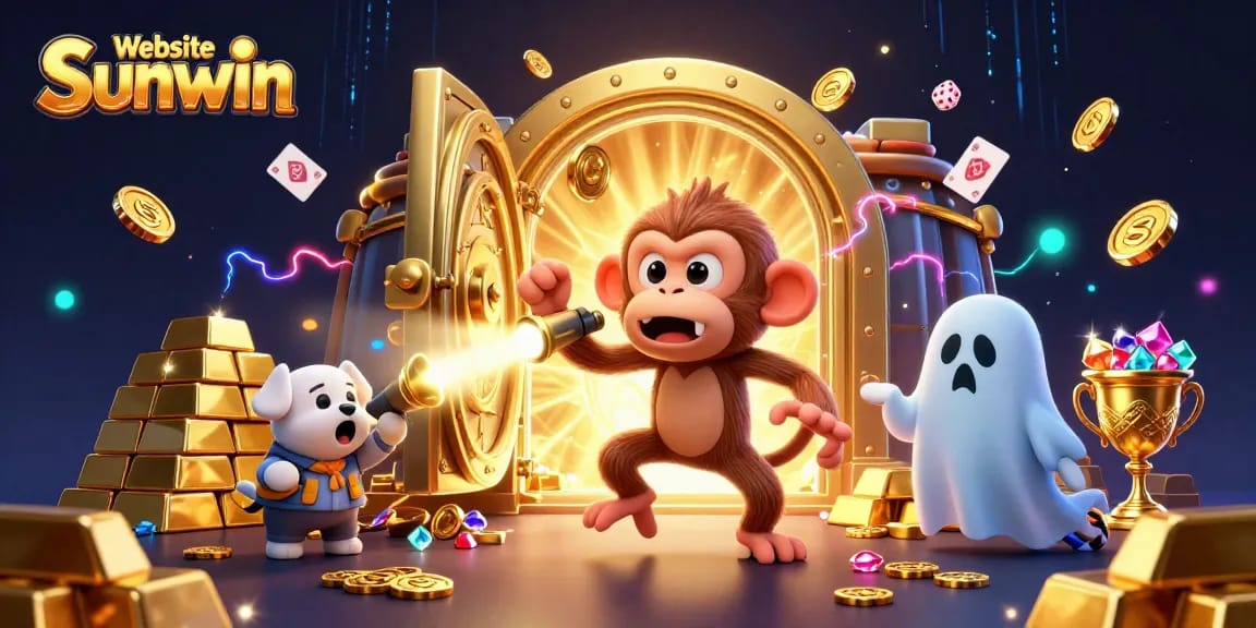 Engage in thrilling gameplay on Website Sunwin with lively characters in a vibrant casino scene.