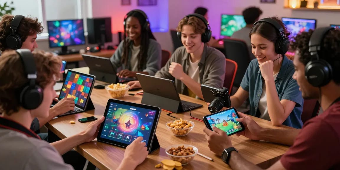 Experience the thrill of gaming at https://gemwin.pics/ with friends in a dynamic lounge setting.