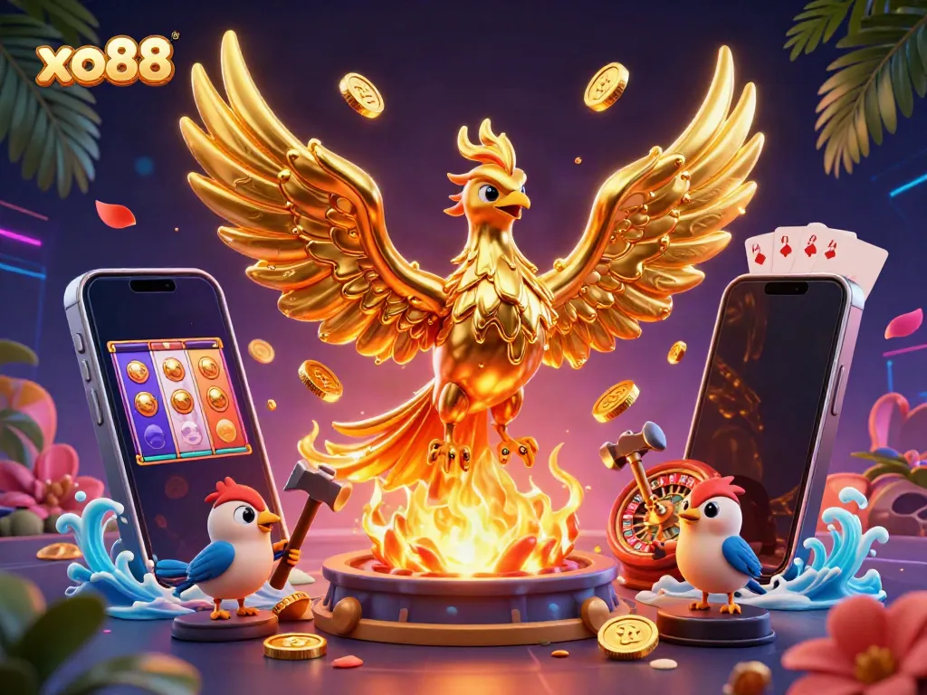 Experience winning moments with the vibrant xo88 phoenix illuminating a rich casino atmosphere.