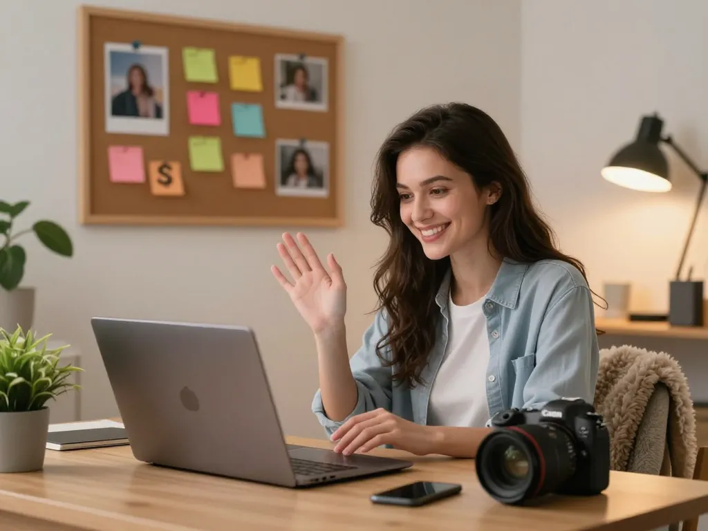 Enjoying an engaging conversation with girlfriend AI in a cozy workspace.