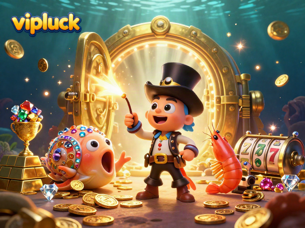 Engage with vipluck casino games as an anglerfish, shrimp, and snail attract treasures underwater.