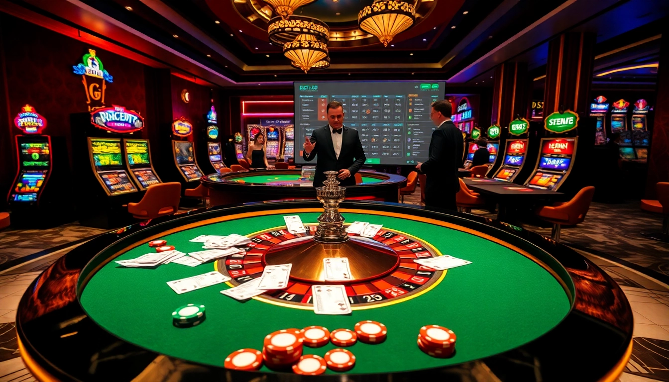 Experience thrilling gambling at MV88's luxurious casino with poker chips and roulette.
